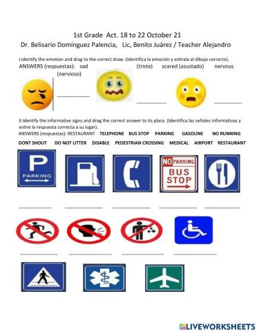 1st grade act. 18 to 22 october 21.