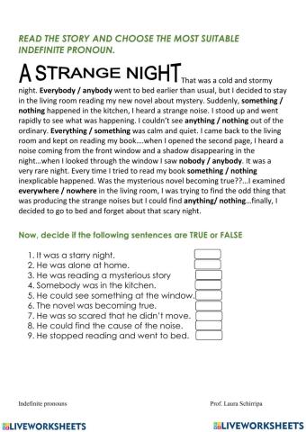 Indefinite Pronouns - Story