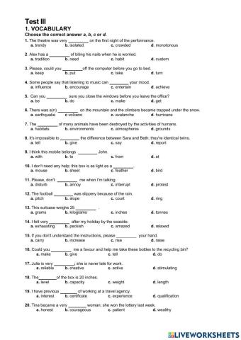 Test III: Use of English