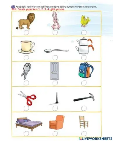 Hafiften Ağıra Doğru Sırala