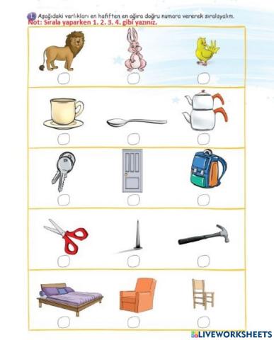 Hafiften Ağıra Doğru Sırala