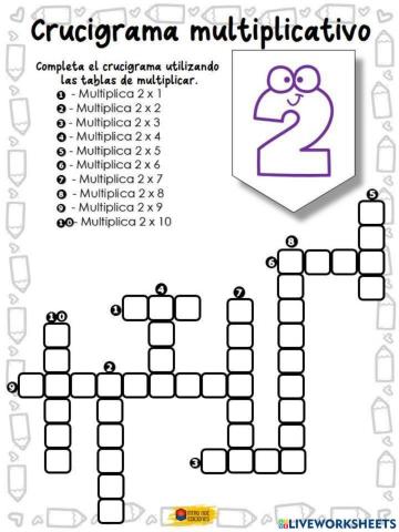 Crucigrama tabla del 2