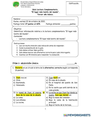 Guía novela el lugar más bonito del mundo