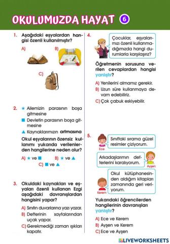 Okulumuzda Hayat Test-6