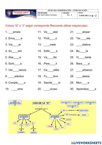 Usos de la G y J