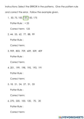 Number Pattern Error Recognition