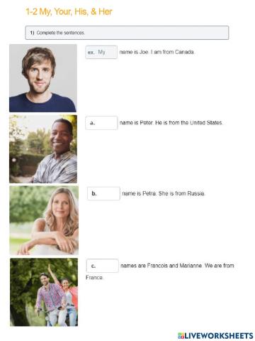Grammar 1-2 My, Your, His, & Her