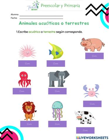 Animales acuáticos y terrestres