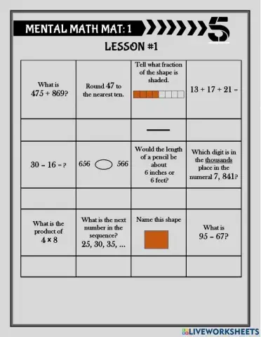 Mental Math Lesson -1
