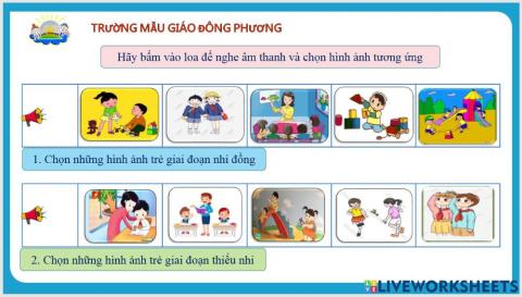 Các hoạt động trẻ giai đoạn nhi đồng và giai đoạn thiếu nhi