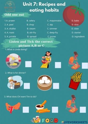 English 8 - Unit 7: Recipes and Eating Habits