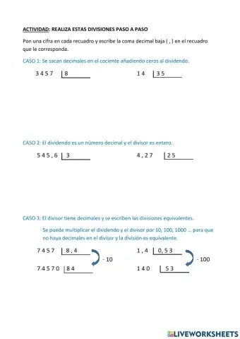 Divisiones con decimales