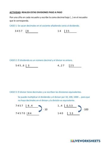 Divisiones con decimales