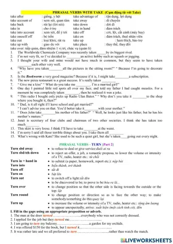 Cụm động từ take turn