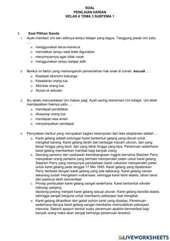 Tema 3 subtema 1 kelas 6
