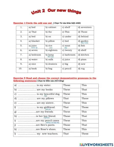 Unit 2 : the new things