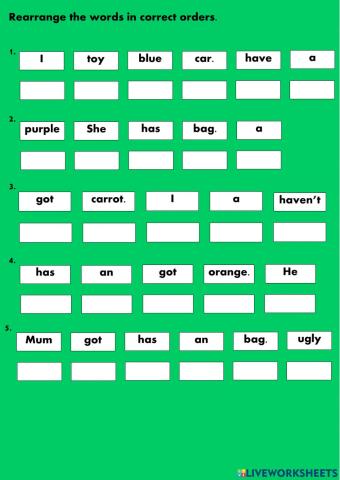 Year 1 Rearrange the words in correct orders