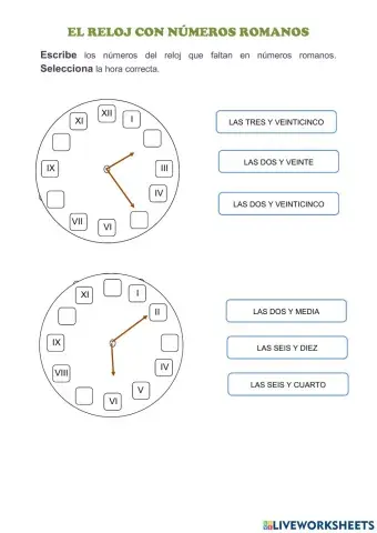 Reloj con números romanos