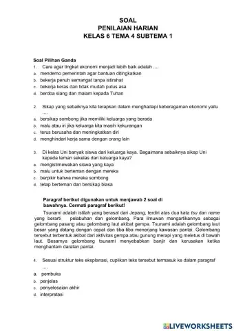 Kelas 6 tema 4 subtema 1
