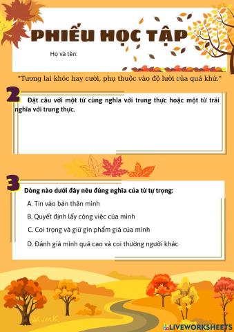 MRVT Trung thực - Tự trọng