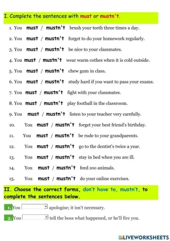 U4. must- mustn't- don't have to