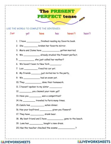 Present Perfect with Just-Yet