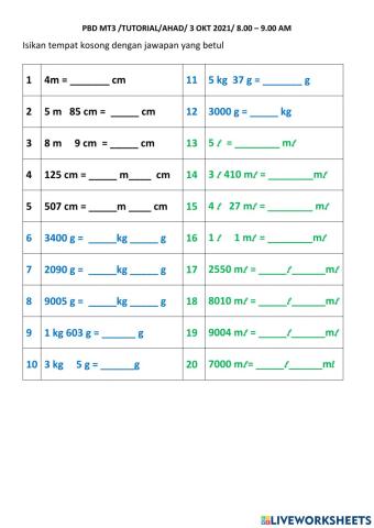 Panjang,jisim dan isipadu cecair