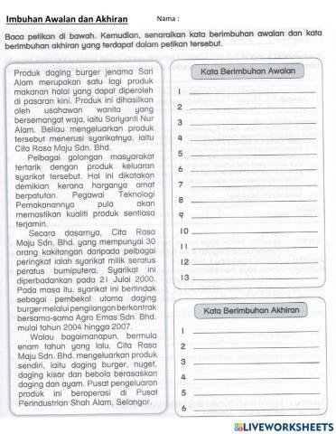 Inbuhan Awalan dan Akhiran