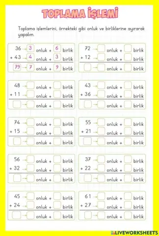 Onluk birliklerine Ayırarak Toplama İşlemi