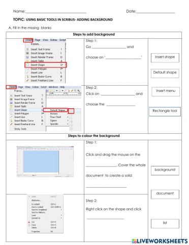 Using basic tools in scribus- adding background
