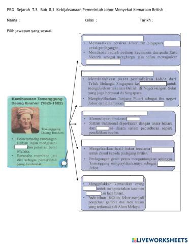 Sejarah T.3  Bab  8.1 Kebijaksanaan Pemerintah Johor Menyekat Kemaraan British