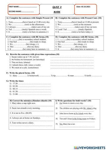 6th Grade 2021 Quiz- 2