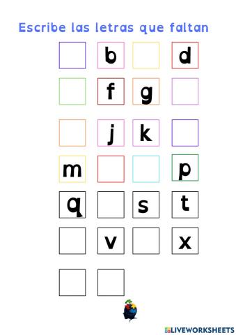 Escribe la letra que falta