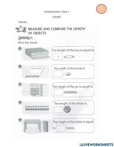 Measure and compare the length of objects