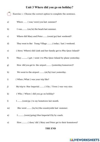 K5-Unit 3: Where did you go on holiday