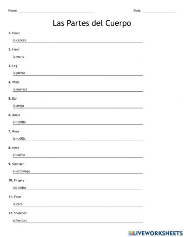 Escucha las partes del cuerpo