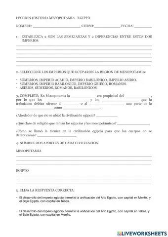 Leccion mesopotamia - egipto