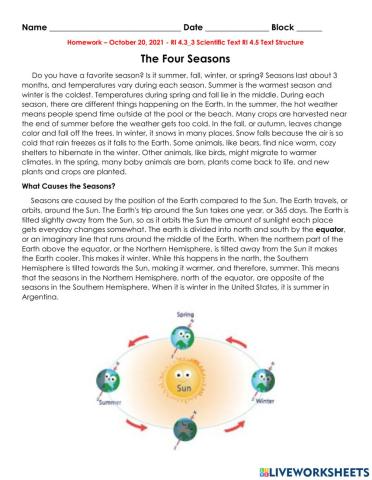 October 20, 2021 Homework The Four Seasons