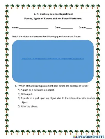 Force, Contact and noncontact forces. Net force.