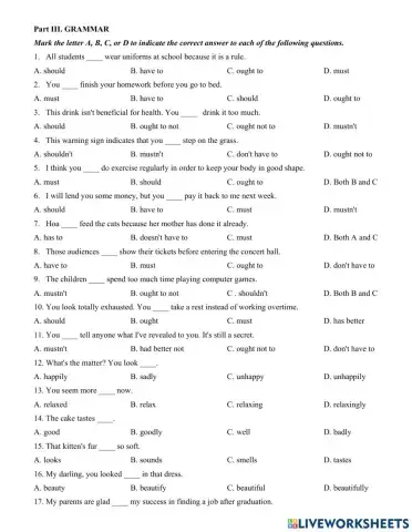 Revision for first mid-term test - grammar