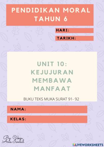 Unit 10: kejujuran membawa manfaat
