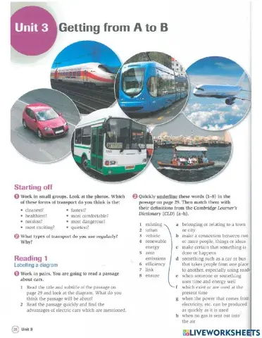 Unit 3: getting from A to B