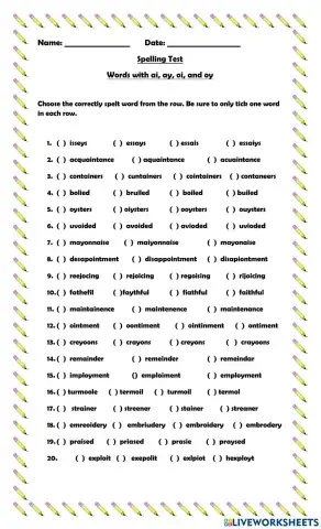 Words with ai, ay, oi, and oy