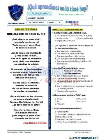 Prac. Lectura - Poema: Que alegre se pone el río
