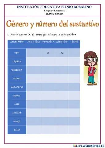 Género y número del sustantivo