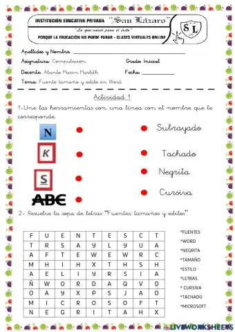 Fuentes, estilo en Word