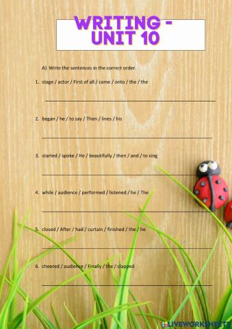 Writing unit 10 - close up