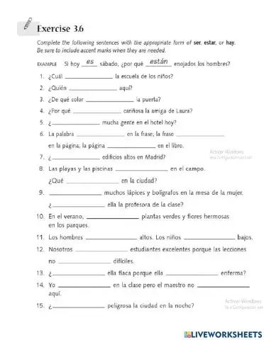 Practica Ser, estar y hay