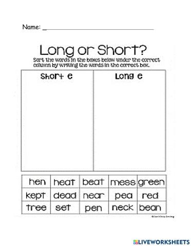 Short and Long vowel e
