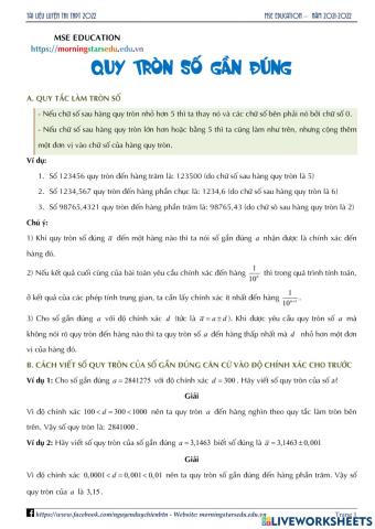 Đại số 10 - Luyện tập quy tròn số